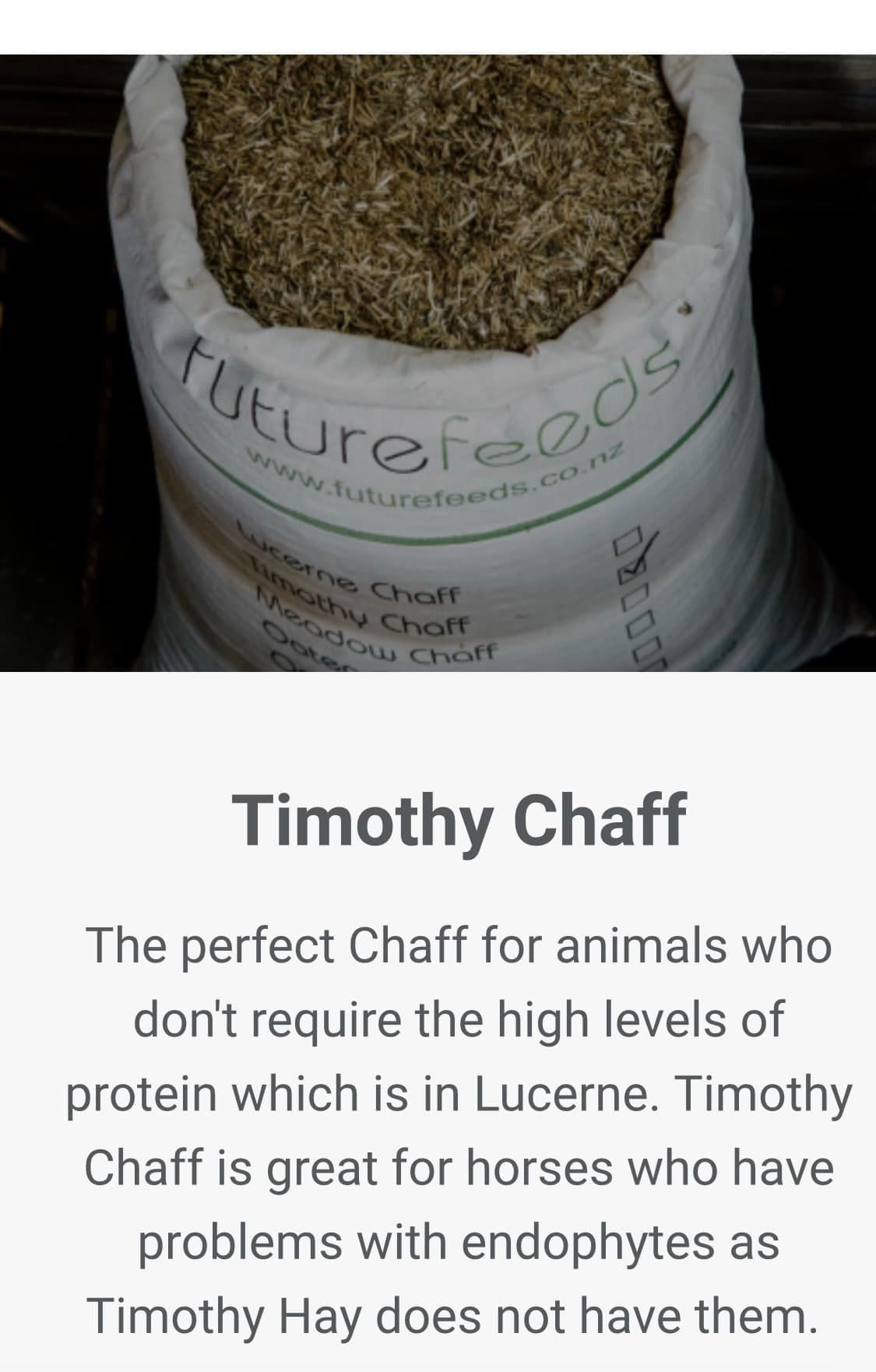 Future Feeds Timothy Hay Chaff – Omega Equestrian